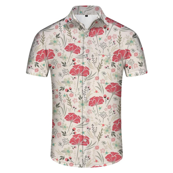 
Summer floral beach Hawaiian button-down lapel style shirt men's casual loose 3d digital printing short sleeve
                