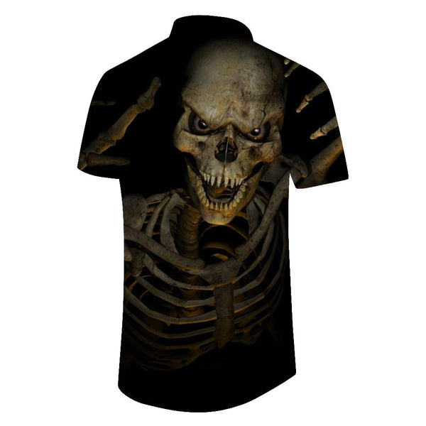 
Casual Hawaiian beach shirt loose men's short-sleeved shirt funny skull frame daily travel seaside vacation tops
                