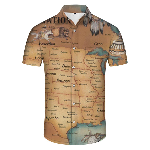 
Printed floral Hawaiian shirt men's lapel retro street men's shirt sports shirt
                