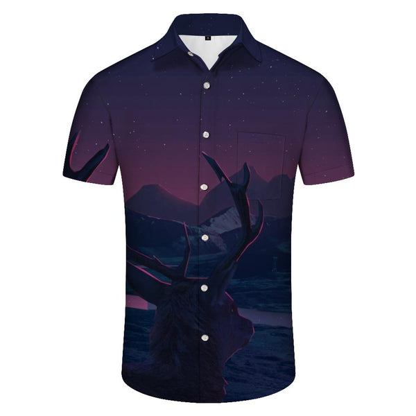 
3D digital printing pattern cool and fashionable Hawaiian short-sleeved shirt button-down lapel men's loose casual daily tops
                