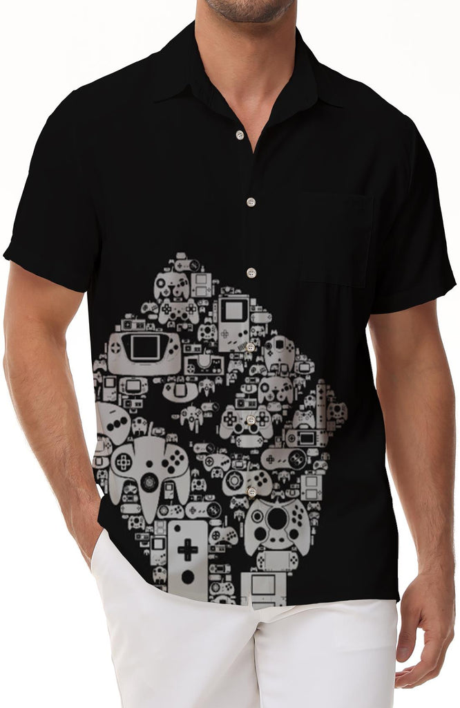 Fist Black Personalized Men's Casual Short Sleeve Shirt Loose Fit Hawaiian Tropical Button Short Sleeve Shirt Tops