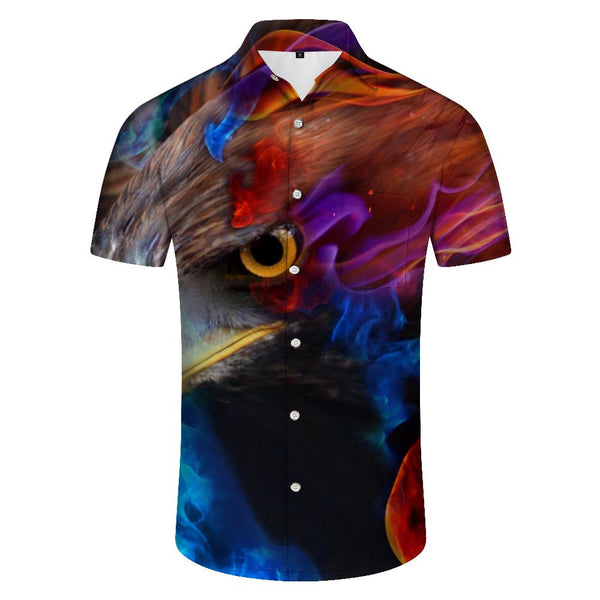 
Multicolor smoke novelty eagle button down everyday summer vacation clothing button down shirt fun animal pattern Hawaiian shirt
                
