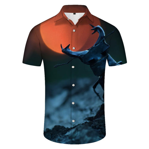
Beetle Giant Stag Beetle Digital Print Short Sleeve Shirt Seaside Ocean Hawaiian Button Lapel Pocket Beach Shirt Tropical
                