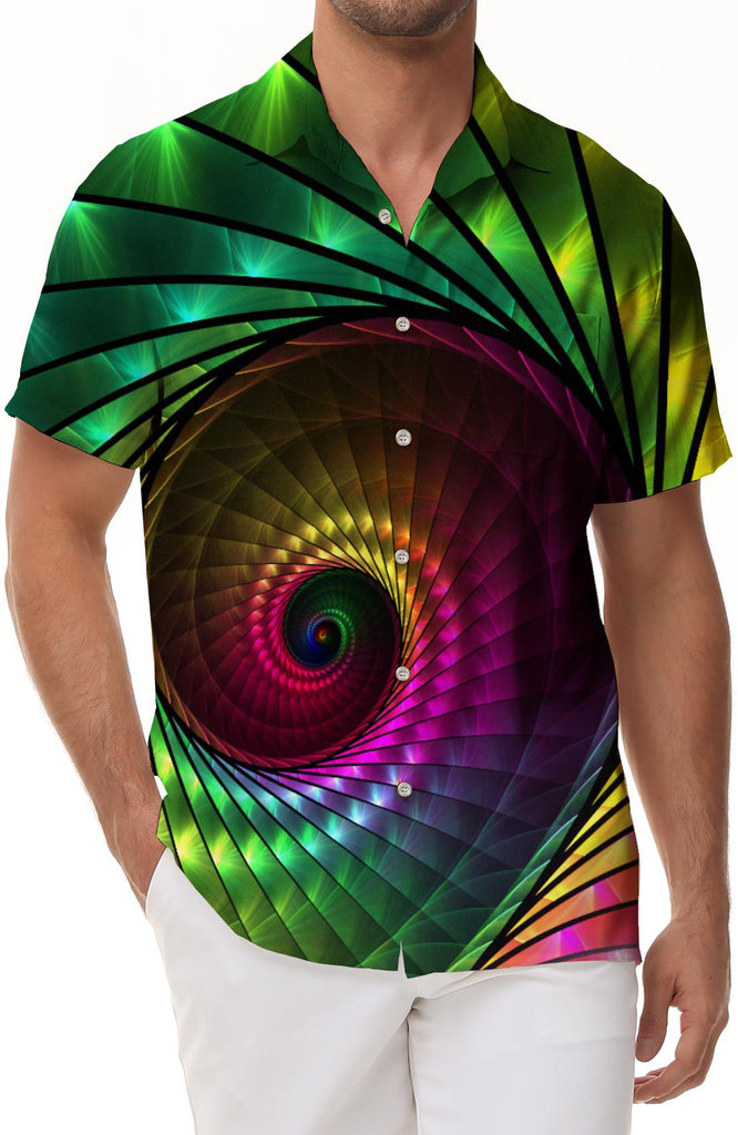 Geometric Snail Shape Short Sleeve Shirt Men's Casual Loose Short Sleeve Shirt Hawaiian Shirt Summer 3D Printed Short Sleeve Button Summer Tropical Shirt