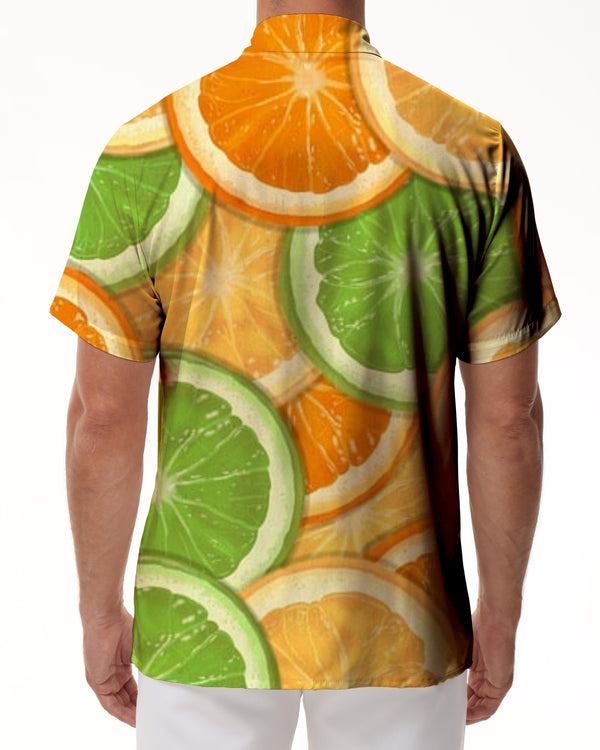 
Fruit pattern tropical Hawaiian style fashionable and comfortable regular style casual loose vacation seaside beach men's casual short-sleeved tops
                