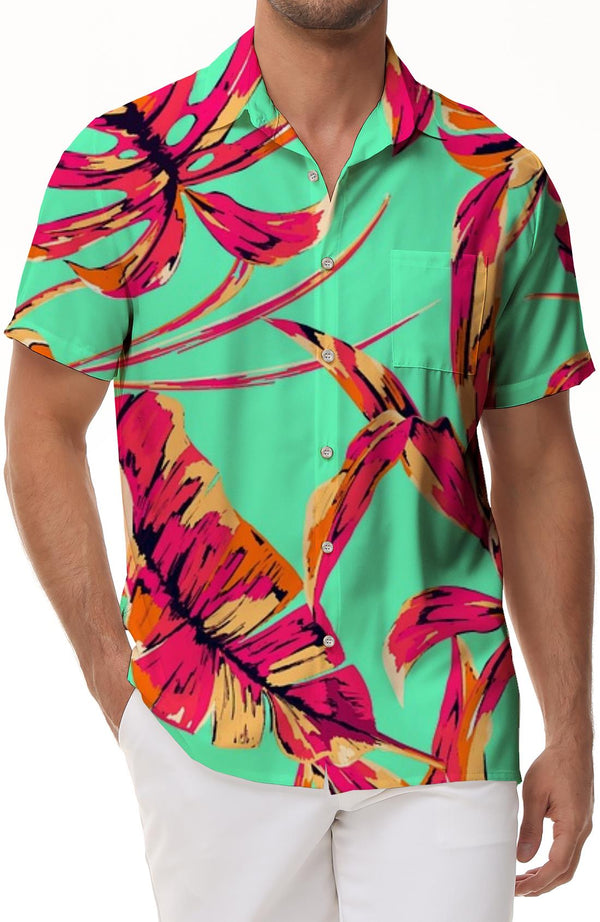 Summer color coconut tree men's casual loose 3d digital printing fashion simple style seaside party
