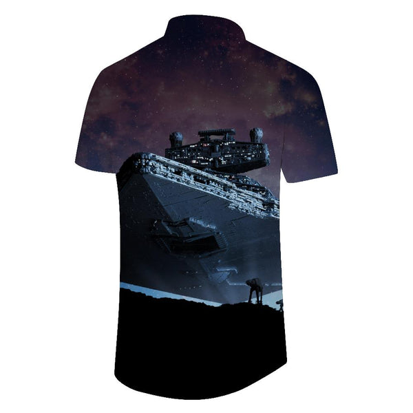 
Alien Spaceship Casual Tops Shirt Beach Print Hawaiian Button-Down Lapel Pockets Fashion Button Men's Summer Fashion Shirt
                