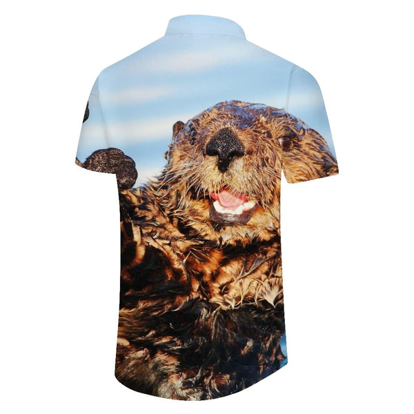 
Funny Beaver Animal Men's Retro Collar Shirt Casual Button Shirt Short Sleeve Holiday Beach
                