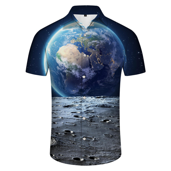 
Universe Space Earth Hawaiian Tropical Lapel Men's Short Sleeve Shirt Button Shirt with Pockets
                