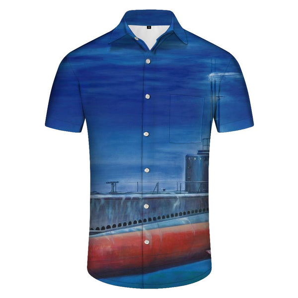 
Deep Sea Ship Hawaiian Button-lined Vacation Trend Casual Loose Men's Short Sleeve Shirt Beach Essential
                