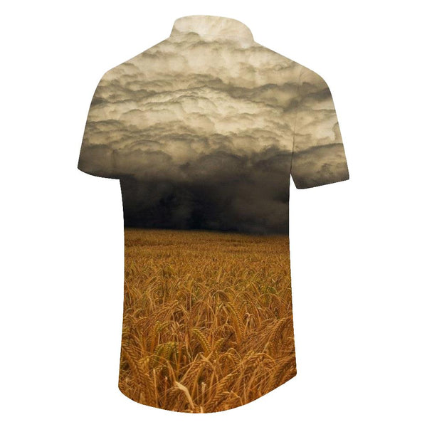 
Wheat field 3d print pattern Hawaiian fashion trend short sleeve shirt men's casual short sleeve shirt natural environment
                