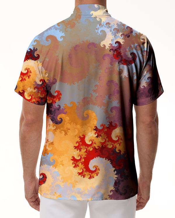 
Colorful wave print pattern summer casual Hawaiian style print lapel short sleeve button comfortable shirt
                