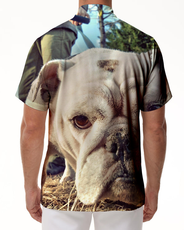 
Bulldog French Men's Vintage Collar Shirt Casual Button Shirt Short Sleeve Vacation Beach
                
