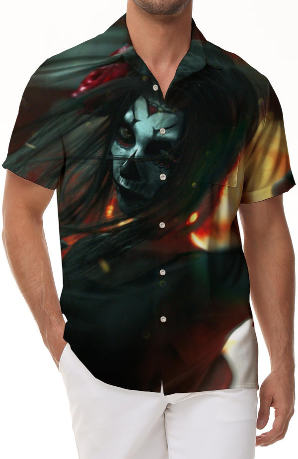 Death Devil Grim Reaper Shirt Men's Simple Everyday Casual Style Hawaiian Shirt Casual Short Sleeve Button