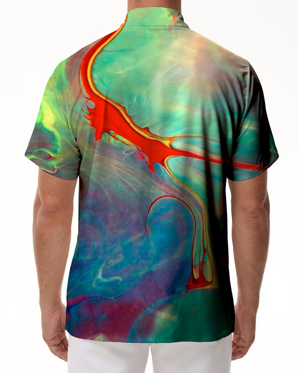 
Liquid Color Abstract Men's Casual Loose Short Sleeve Button Hawaiian Art Design Personalized Shirt Tropical Print
                