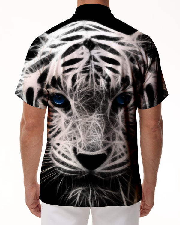 
Men's short-sleeved tiger pattern shirt business home clothes casual summer wear sweat-absorbent quick-drying breathable fashion
                