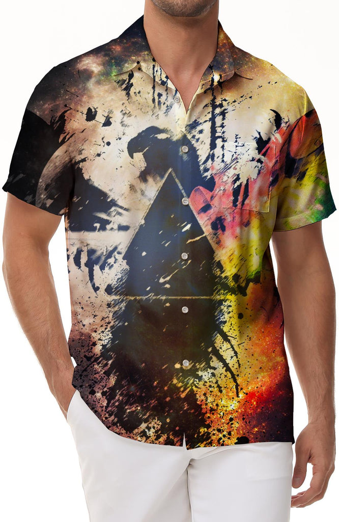 Paint abstract shirt men casual lapel color paint pattern short sleeve shirt men tops fashion summer