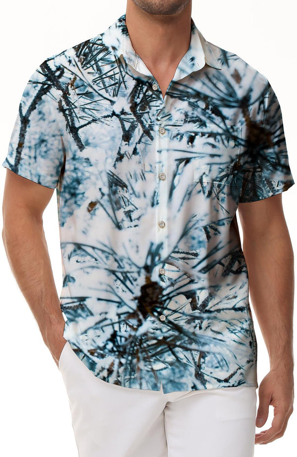 Fashion Printed Tropical Shirt Men's Loose Seaside Casual Short Sleeve Button-down Beach Vacation Shirt