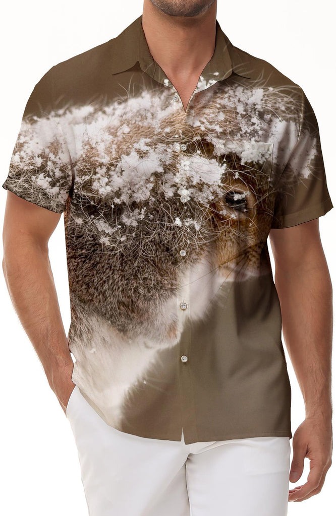 Bunny Shirt 3D Button Hawaiian Short Sleeve Men's Short Sleeve Shirt Printed Pattern Casual Loose Shirt Four Seasons