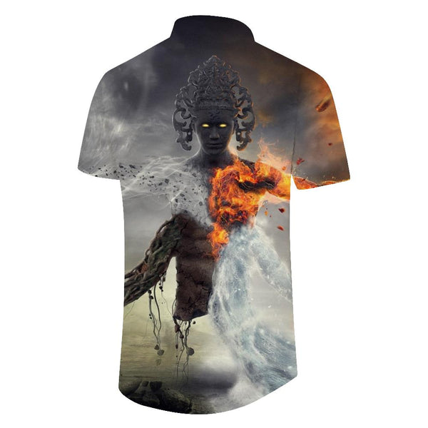 
Casual loose cool men's short-sleeved shirt versatile retro breathable style collar Hawaiian shirt short sleeves
                