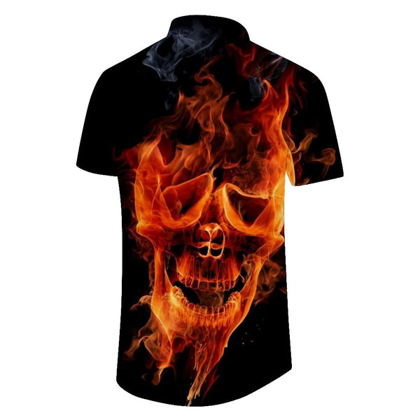 
Flame Skull Men's Polyester Printed Short Sleeve Casual Men's Shirt Wide Lapel Short Sleeve Button Tropical Short Sleeve Shirt Seaside Beach
                