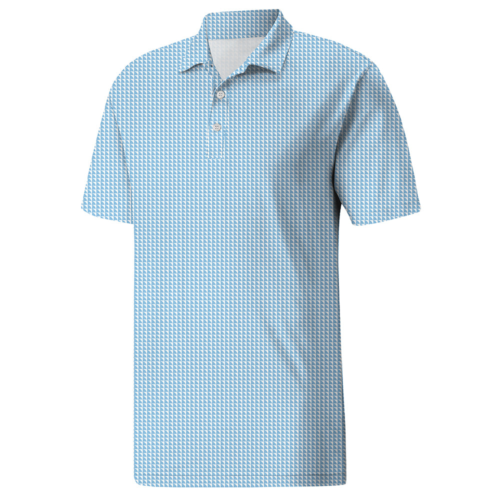 Men’s Blue Check Casual Polo Shirt for Work – Breathable Stretch Material, Easy Match Style