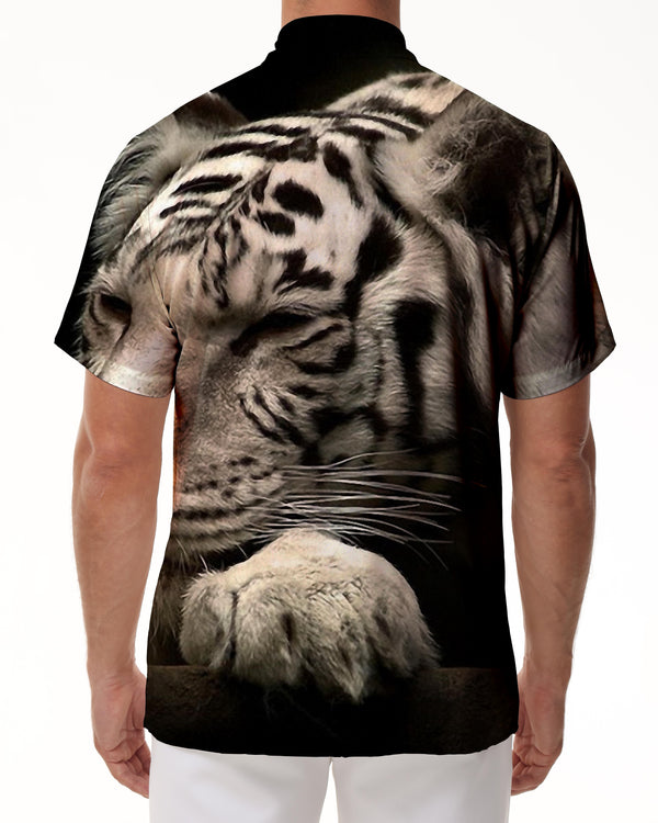 
White Tiger Hawaiian Shirt Tropical Men's Street Short Sleeve Button Shirt Ocean Resort Clothing
                