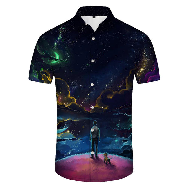 
Art Anime Movie Button Lapel Men's Hawaiian Shirt 3D Printed Short Sleeve Tropical Vacation Beach Shirt
                