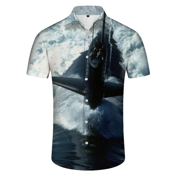 
Big plane of the waves Men's Hawaiian shirt Casual button-down lapel top Summer short-sleeved shirt fashion
                