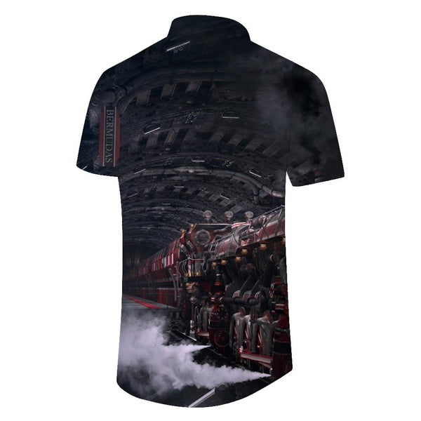 
Steam Train Printed Men's Shirt Casual Short Sleeve Button-Up Beach Tropical Shirt Fashion Summer
                