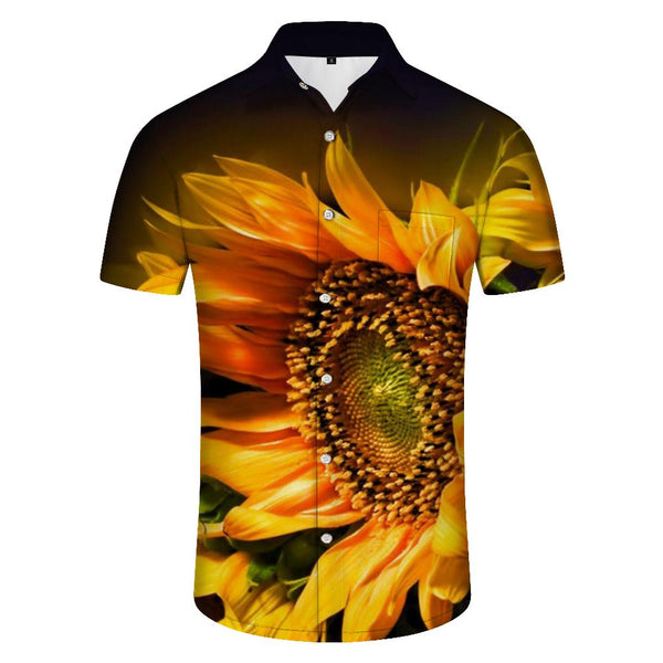 
Quirky Vintage Mens Casual Hawaiian Shirt Yellow Button Sunflower Tropical Summer Mens Beach Outfit
                