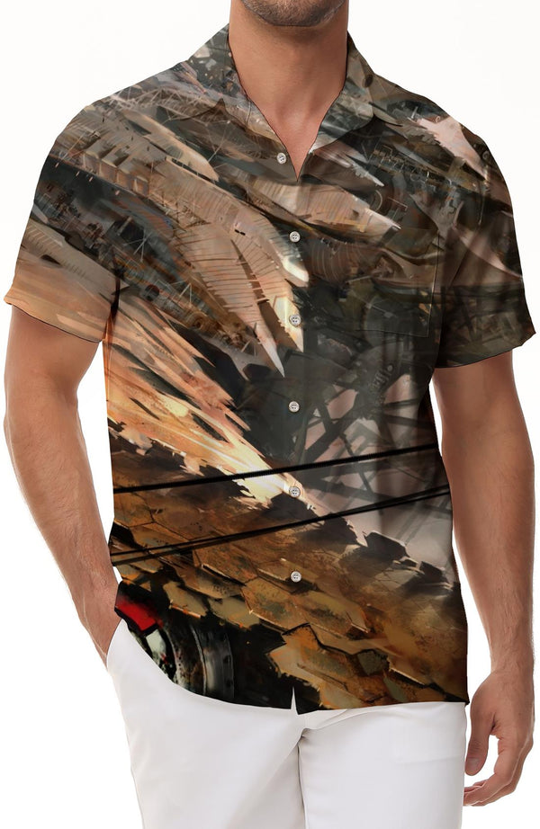 Hawaiian Tropical Four Seasons Button-Down Lapel Pocket Men's Daily Vacation Short Sleeve Shirt