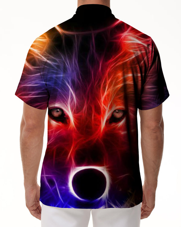 
Sly Wolf Head Vacation Beach Button Lapel Hawaiian Shirt Men's Casual Short Sleeve Shirt 3d Printing
                