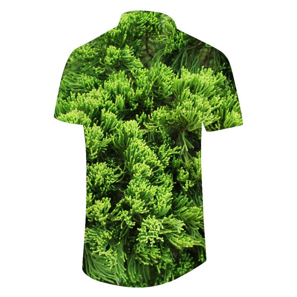 
Summer fashion creative green plant pattern men's trendy casual personality lapel short-sleeved shirt 3D digital printing pattern
                