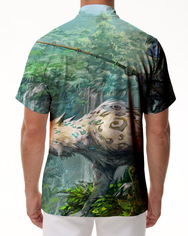 
Men's short sleeve button down shirt loose fit cartoon comic print Hawaiian shirt summer casual beach work shirt summer
                