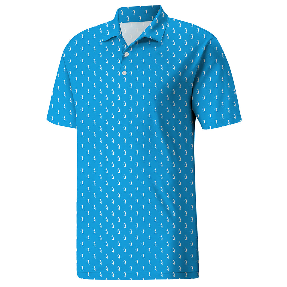 Men’s Blue Micro Print Polo Shirt for Everyday Comfort – Lightweight Feel, Flexible Fit