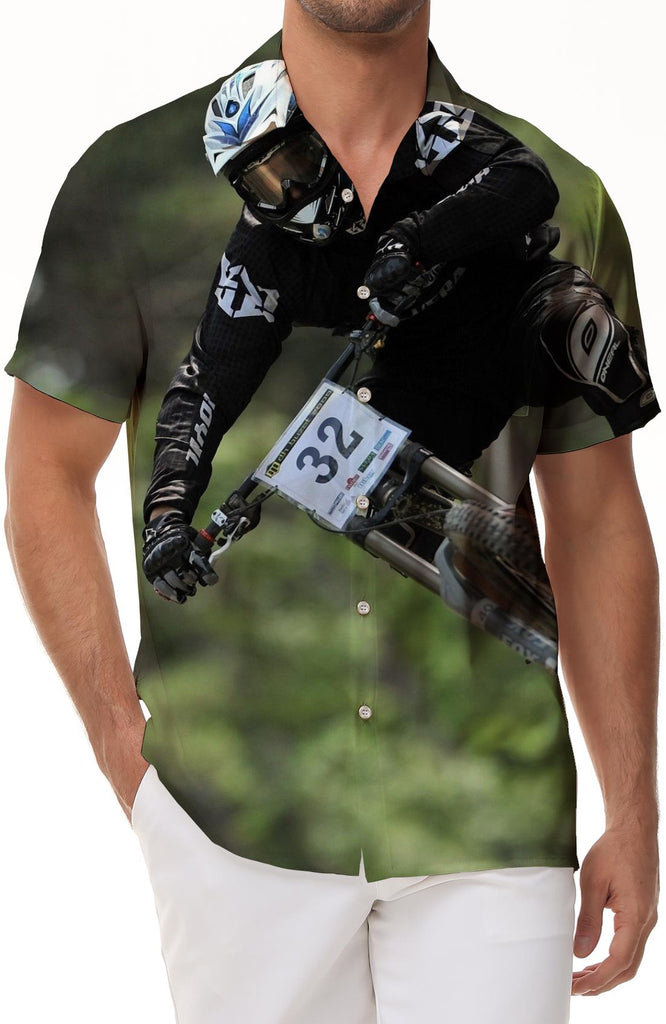 tropical men is loose cycling short sleeve Hawaiian shirt bicycle race sports short sleeve button fashion lapel DAily Wear