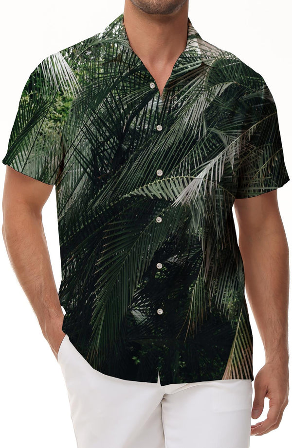 Regular Fit Men's Casual Hawaiian Shirt Short Sleeve Printed Summer Beach Casual Button-Up
