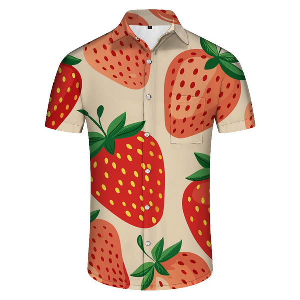 
Hawaiian Mens Casual Strawberry Fruit Casual 3D Printed Beach Short Sleeve Shirt Brand Imported Clothing Streetwear Vacation
                