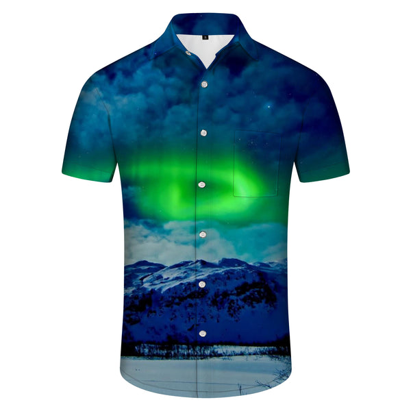 
Arctic Aurora Men's Casual Hawaiian Shirt Button Lapel Beach Short Sleeve Shirt Top
                