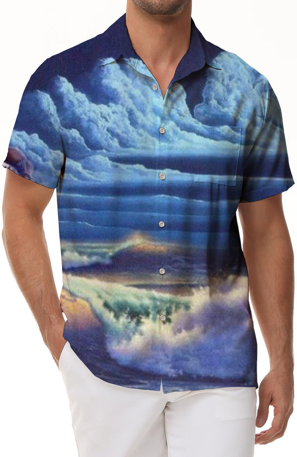Blue Ocean Men's Casual Shirt Short Sleeve Regular Fit Fashion Camping Beach Shirt Tops