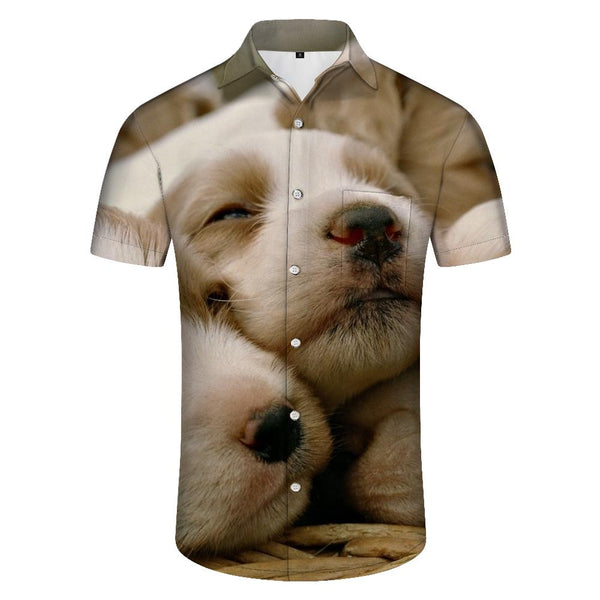 
Cute Labrador Retriever Funny Pattern Hawaiian Shirt Men's Casual Button Shirt Tops
                