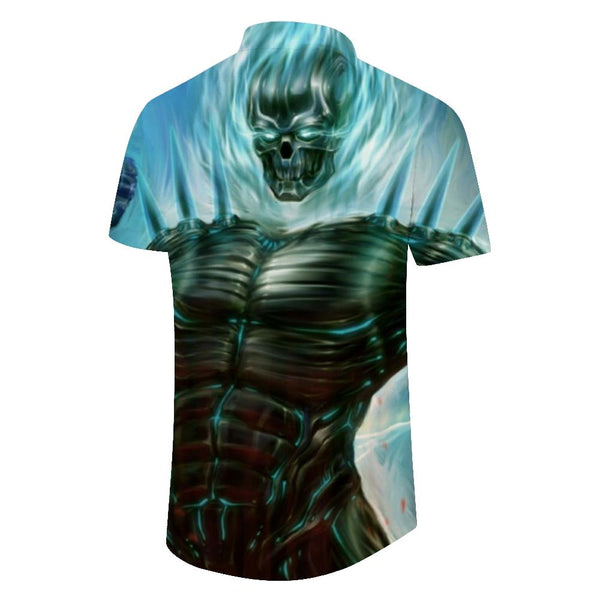 
Retro 3D men's summer shirt printed top lavage buttons short -sleeved festive party beach shirt
                