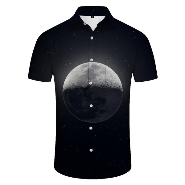 
Black Moon Night Sky Outer Space Galaxy Hawaiian Shirt Men's Casual Summer Short Sleeve Beach Shirt Tops Trend
                