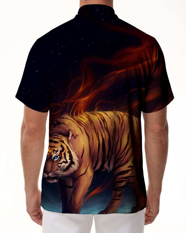 
Costume party streetwear men's fashion animal man shirt original tiger loose short sleeve top pattern men
                