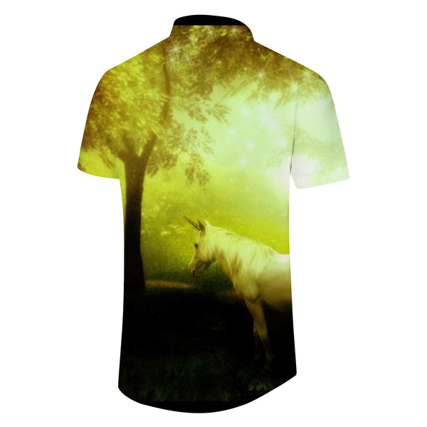
Golden Dream Men's Short Sleeve Button Unicorn Shirt Tropical Season Regular Fit Digital Print Beach Shirt
                