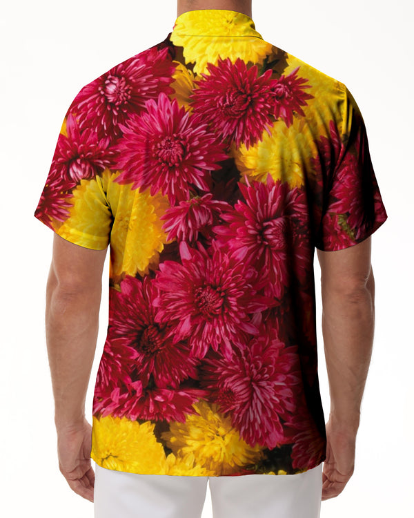 
Personalized summer men's seaside Hawaiian shirt purple flower shirt print fashionable short-sleeved casual beach button top
                