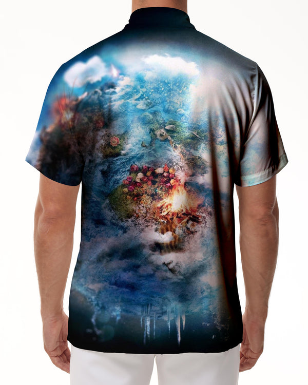 
3d digital printing pattern Hawaiian regular style fashion button top Tropical Hawaiian button-down lapel beach clothing abstract
                