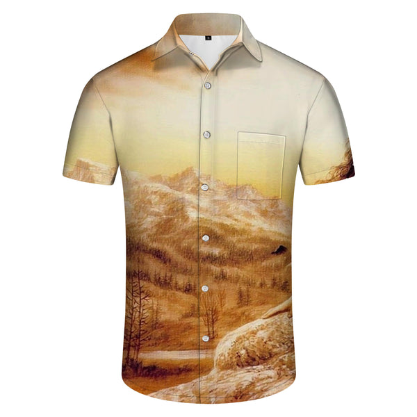 
Forest Pattern Men's Short Sleeve Hawaiian Shirt Casual Regular Fit Button-Up Summer Beach Shirt Suitable for Beach Holiday Party
                