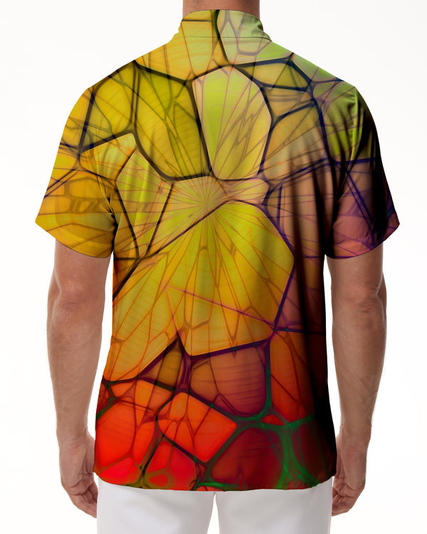 
Indoor Yellow Short Sleeve Shirt Printed Casual Hawaiian Button Shirt Short Sleeve Beachwear Abstract Geometric Pattern Clothing
                